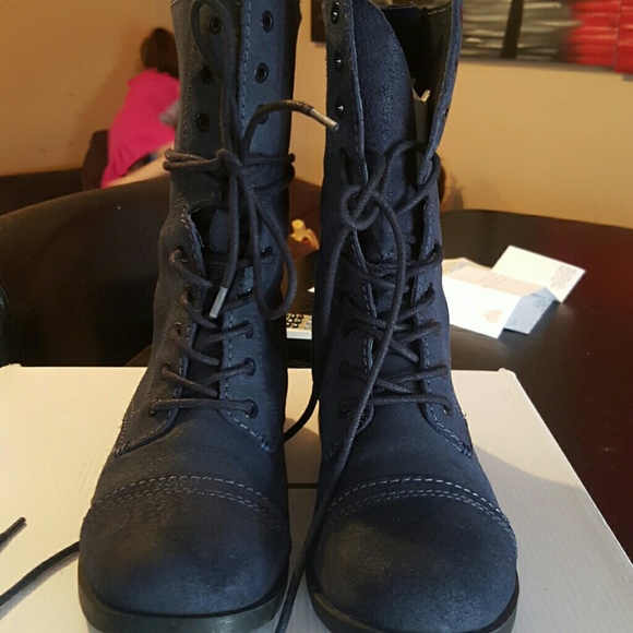 Aldo blue suede combat boots 6.5