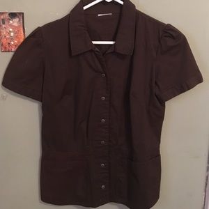 Landau XF brown short sleeve scrub top size small