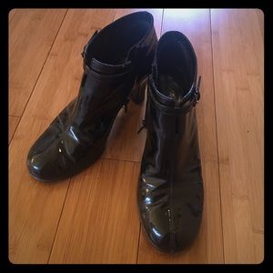 Patent leather booties