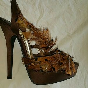 Exotic feather and jewel encrusted heels.