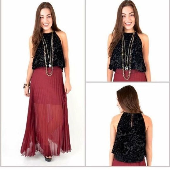 Maroon sheer skirt size small