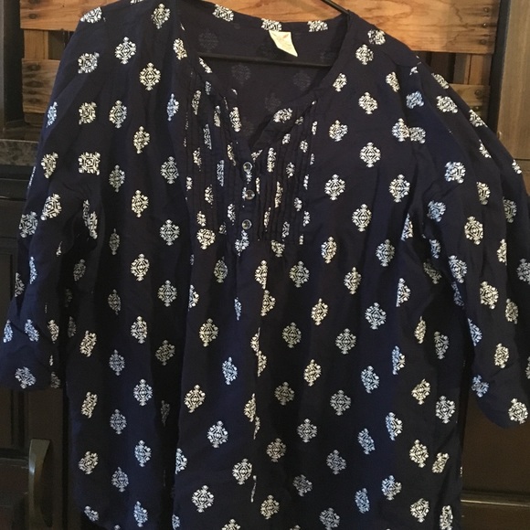 A navy blue tribal blouse made in India