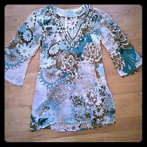 Sheer top or cover-up with beads