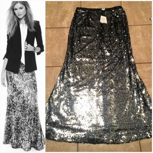 sequin long skirt.