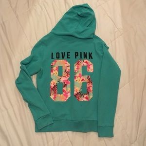 Pink tropical full zip hoodie