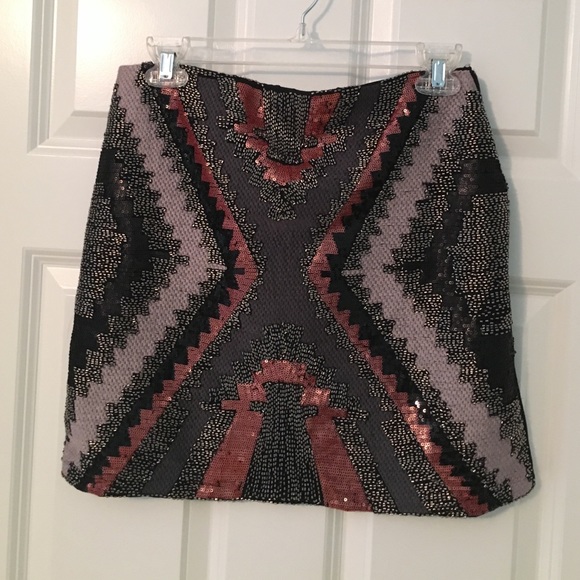Sequin & bead miniskirt
