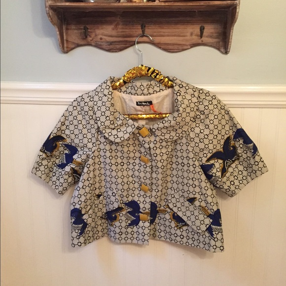 Anthropologie Jackets & Coats - Anthro Cirikli Cropped Jacket Taikonhu Bird Sz M Anthropologie Jackets & Coats - Anthro Cirikli Cropped Jacket Taikonhu Bird Sz M
