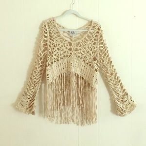 UNIF "Birkin" Cream Fringe Top.