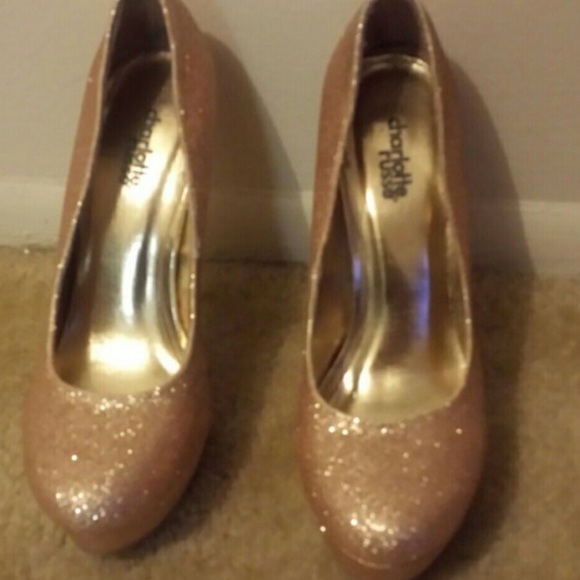 Gold sparkle heels size 7 Charlotte rouse - Picture 1 of 3