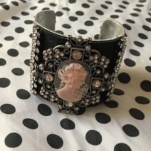 Silver Cameo Cuff Bracelet