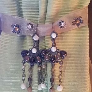 Amber, cream, vintage style earrings