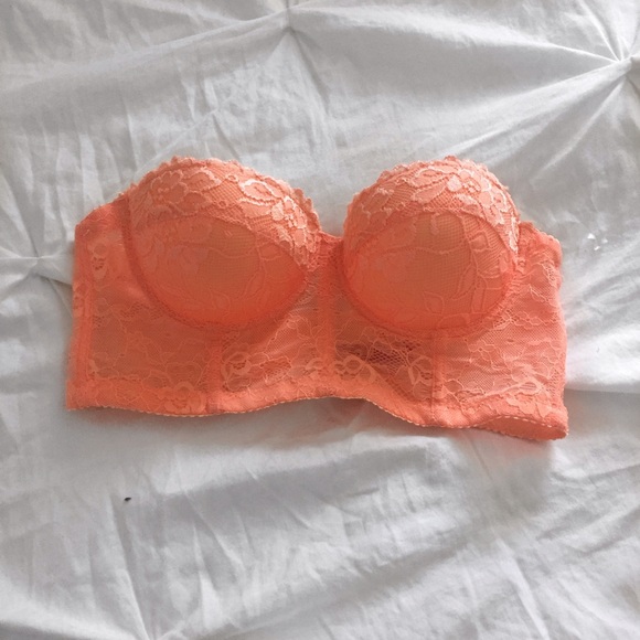 Coral Strapless Bandeau Bra!