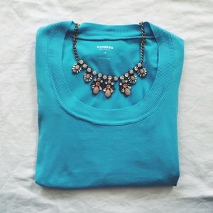 Express Stretch Light Blue Scoop Neck