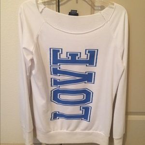 Off the shoulder LOVE sweatshirt