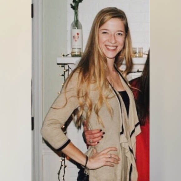 LOFT Sweaters - Beige Silk & Rayon Loft Open Cardigan