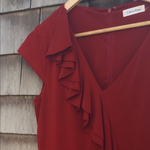 Red Calvin Klein cocktail dress