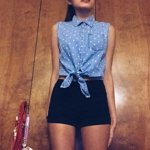 tie-front chambray shirt