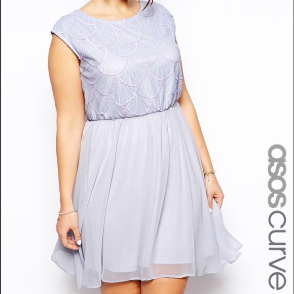 ASOS CURVE Skater Dress With Deco Sequin Top