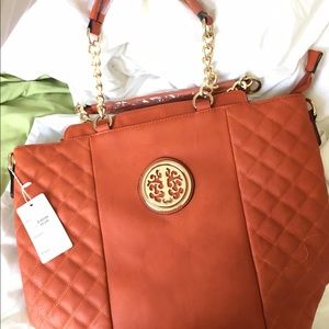 Dark orange leather purse