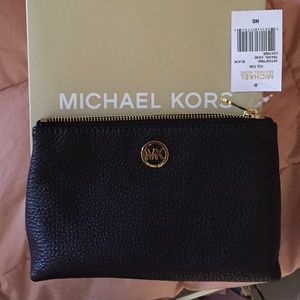 Michael Kors black leather travel case