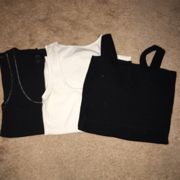 3 ribbed Express tank tops.