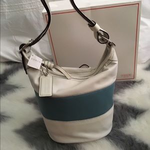 NWT White and Baby blue Coach shoulder bag