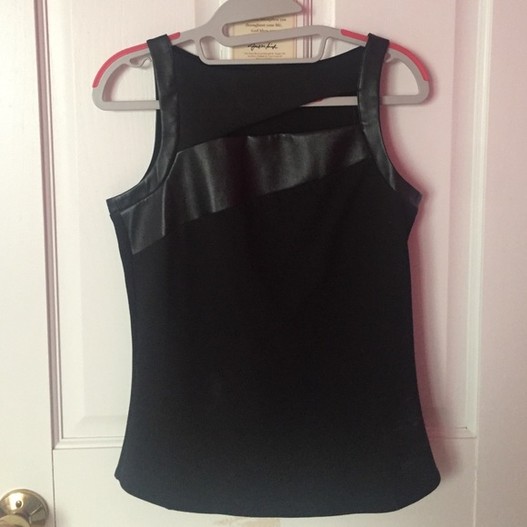 DKNY leather & suede embellishment tank