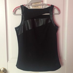 DKNY leather & suede embellishment tank