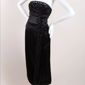 Vintage Prada Black Silk Beaded Strapless Dress!!