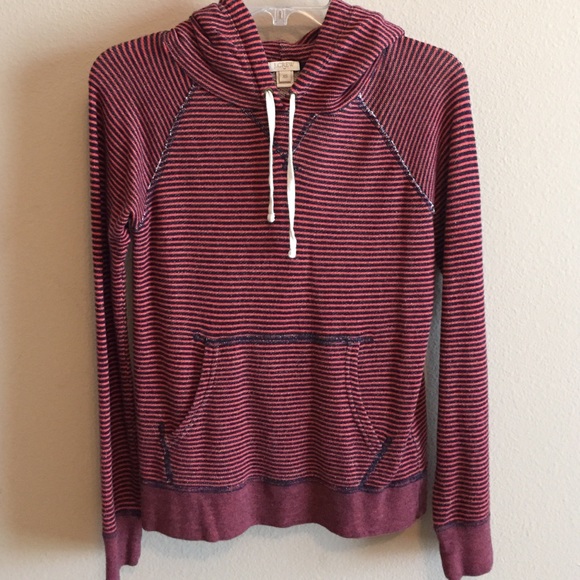 J. Crew Orange and Navy Striped Hoodie