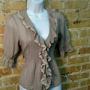 Waterfall ruffle peasant blouse