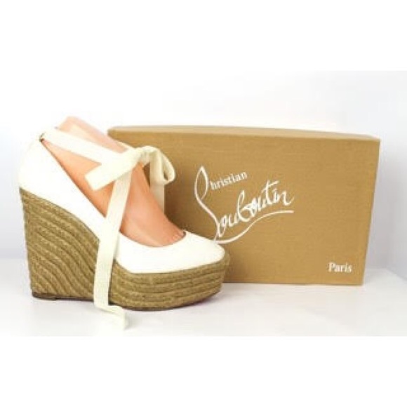 Christian Louboutin Woven Canvas Espadrille Wedge - Picture 2 of 4