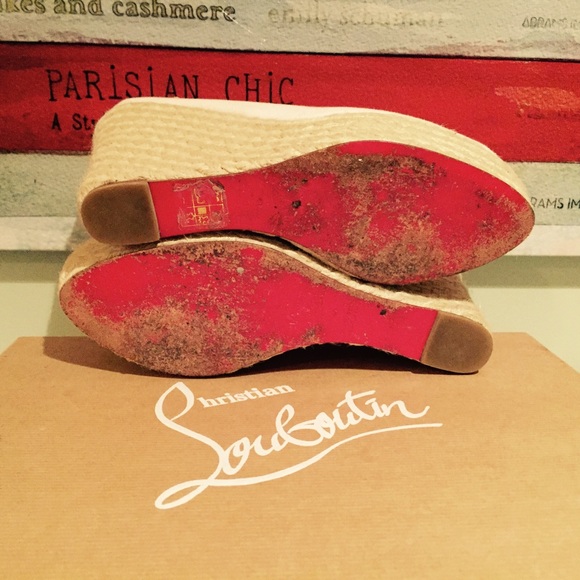 Christian Louboutin Woven Canvas Espadrille Wedge - Picture 4 of 4
