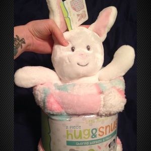 Sherpa baby blanket and plush bunny