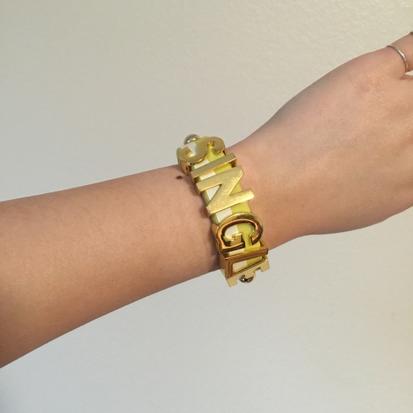 BCBG 'single' yellow and gold hardware bracelet