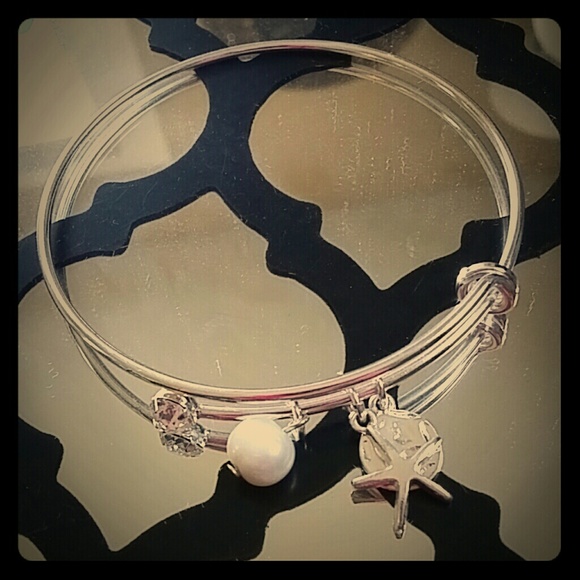 Silver charm bangle