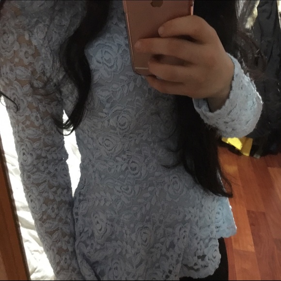 baby blue peplum lace top