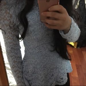 baby blue peplum lace top
