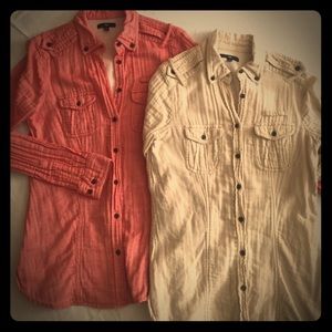Gap, lot of 2 cotton linen button down shirts