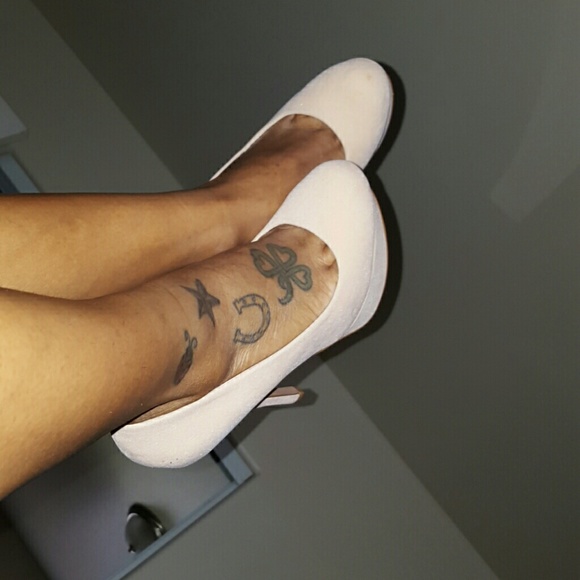 Cream suede heels