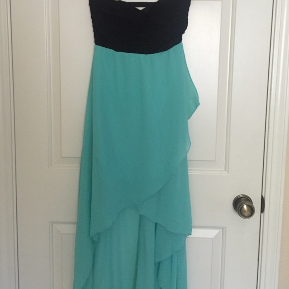 black/ mint hi low dress
