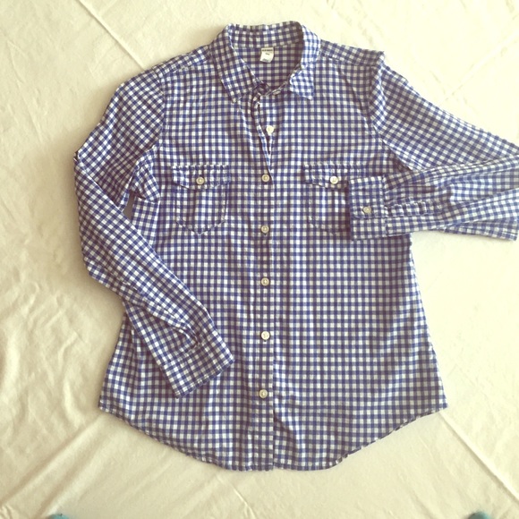 Blue and white plaid button down. Women's small.