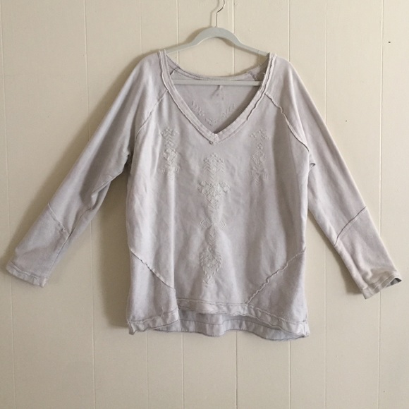 Free People White Embroidered Sweater.