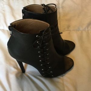 Black lace up booties