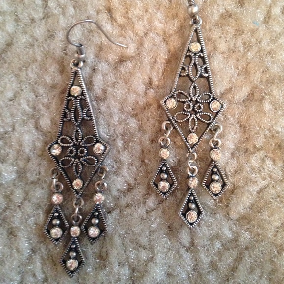 Silver rhinestone chandelier earrings