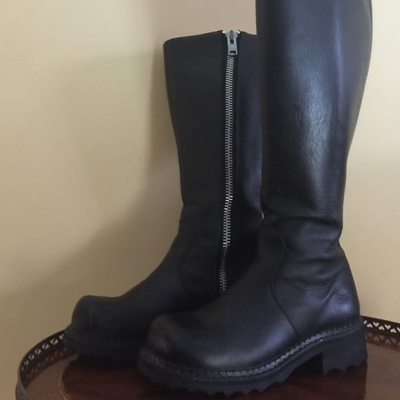 John Fluevog Cece Black Leather Boots