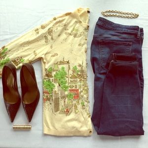 J. Crew cardigan, Paris print