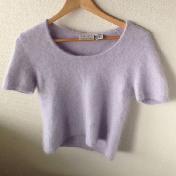 Fuzzy purple crop sweater