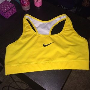 Yellow Nike sports bra