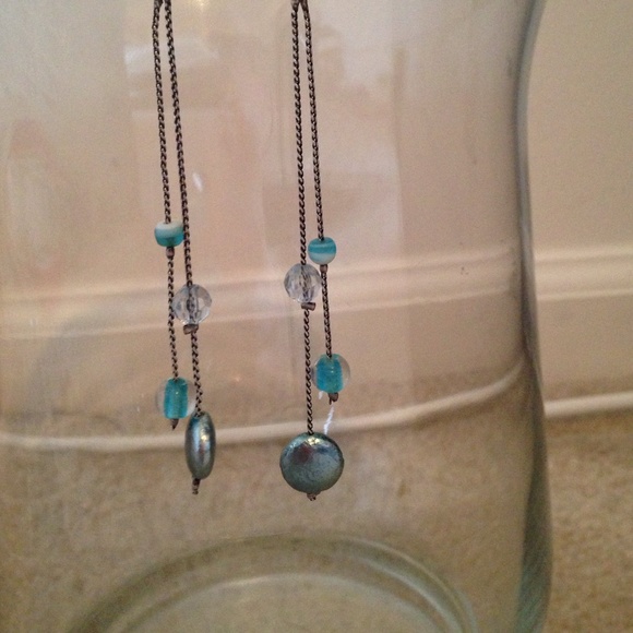 Teal beaded earrings